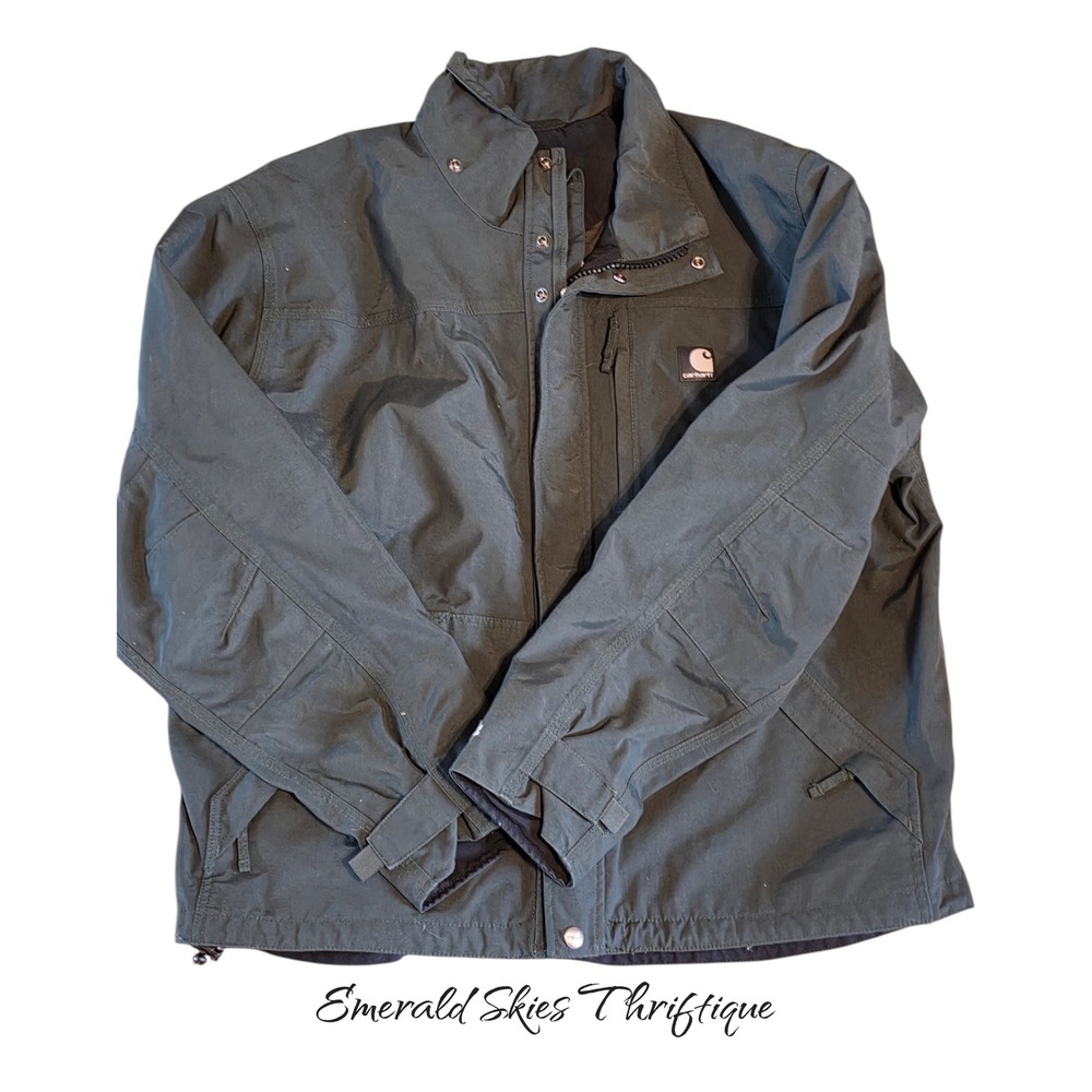 Carhartt Signature Waterproof Breathable Softshell Jacket Evergreen Zip J162 lg